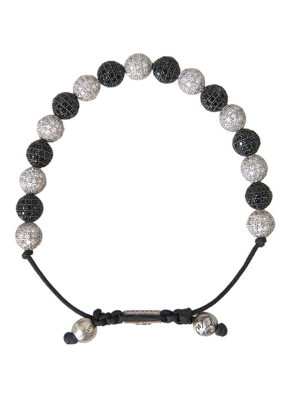 Elegant Nialaya CZ Crystal Ball Bracelet in black and white