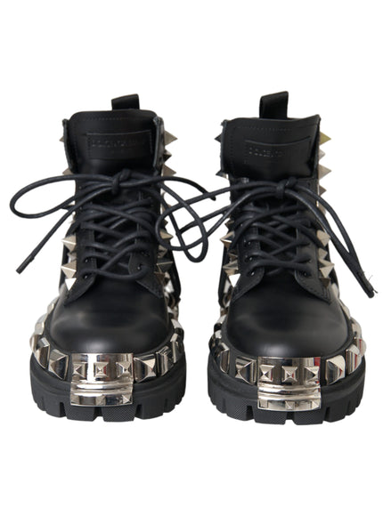 Front view of Dolce & Gabbana studded combat boots