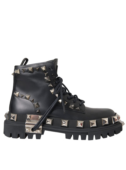 Dolce & Gabbana leather studded combat boot side view