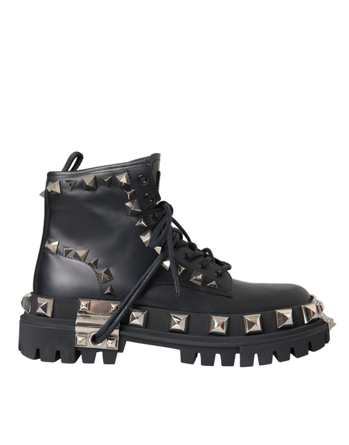 Dolce & Gabbana leather studded combat boot side view