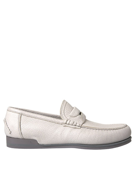 Dolce & Gabbana white leather moccasin side view