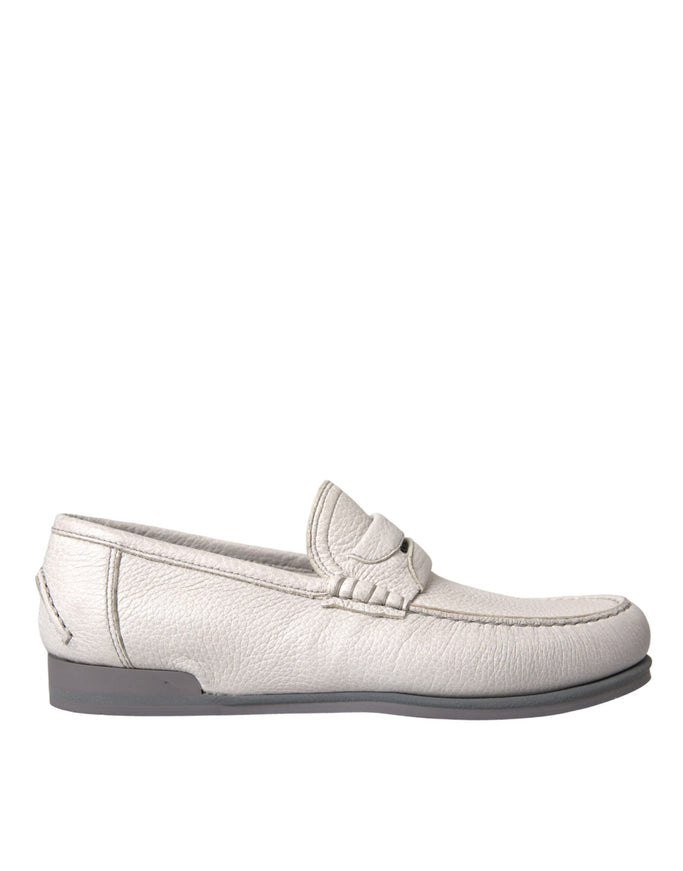 Dolce & Gabbana white leather moccasin side view