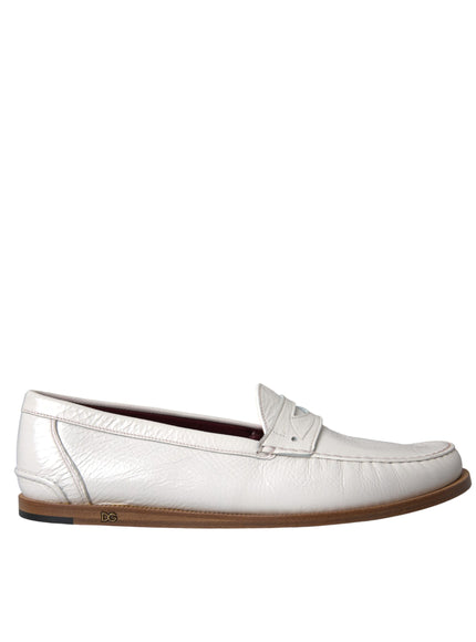 Dolce & Gabbana white leather loafers side view