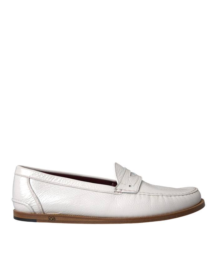 Dolce & Gabbana white leather loafers side view