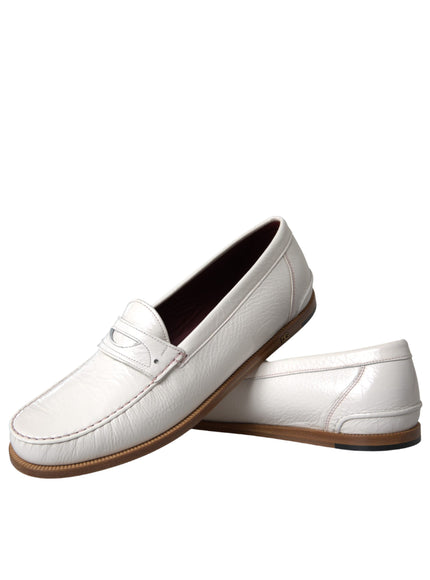 Pair of Dolce & Gabbana white leather loafers