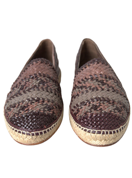 Front view of Dolce & Gabbana leather espadrille flats