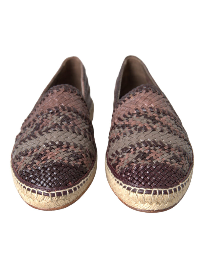 Front view of Dolce & Gabbana leather espadrille flats