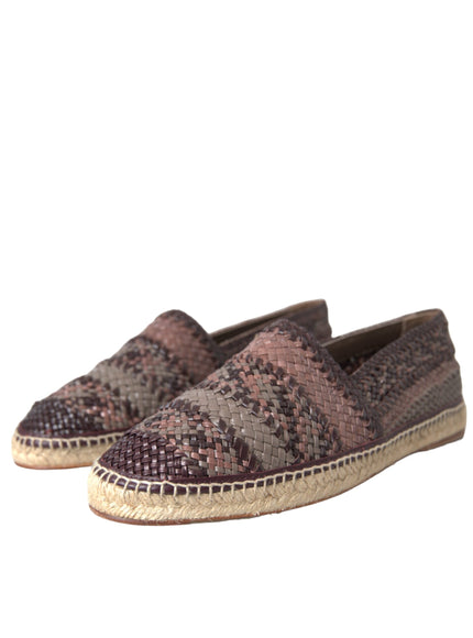 Angled view of Dolce & Gabbana leather espadrille flats