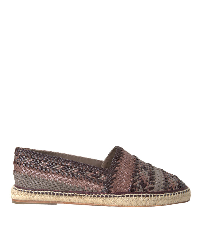 Dolce & Gabbana woven leather espadrille flat side view