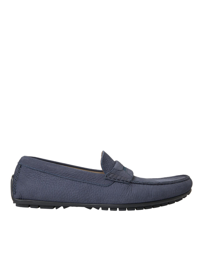 Dolce & Gabbana blue leather moccasin side view