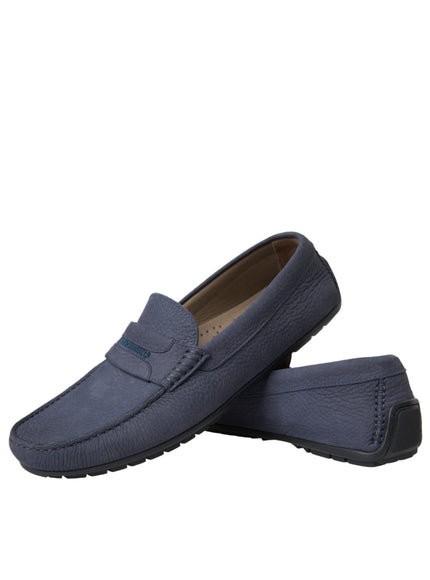 Pair of Dolce & Gabbana blue leather moccasins