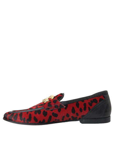 Left side view of Dolce & Gabbana leopard loafers