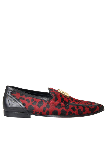 Dolce & Gabbana red and black leopard loafers side view