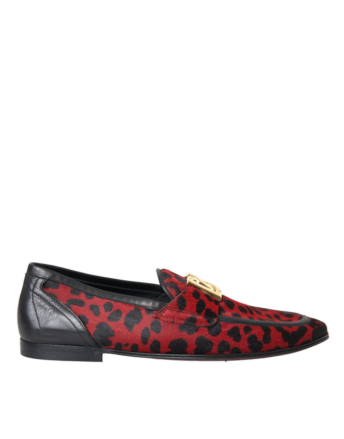 Dolce & Gabbana red and black leopard loafers side view