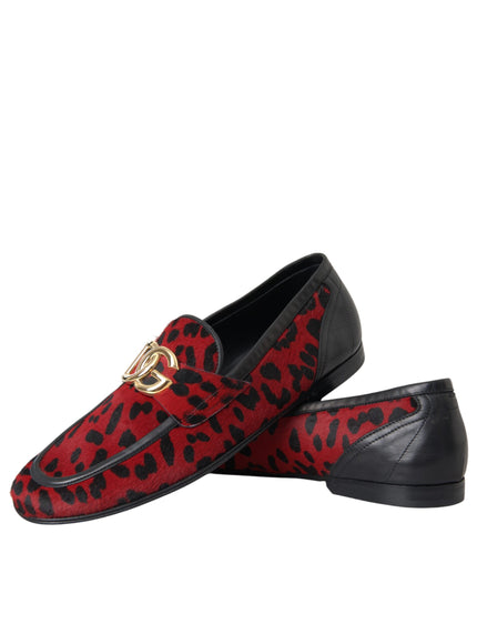 Pair of Dolce & Gabbana leopard loafers stacked