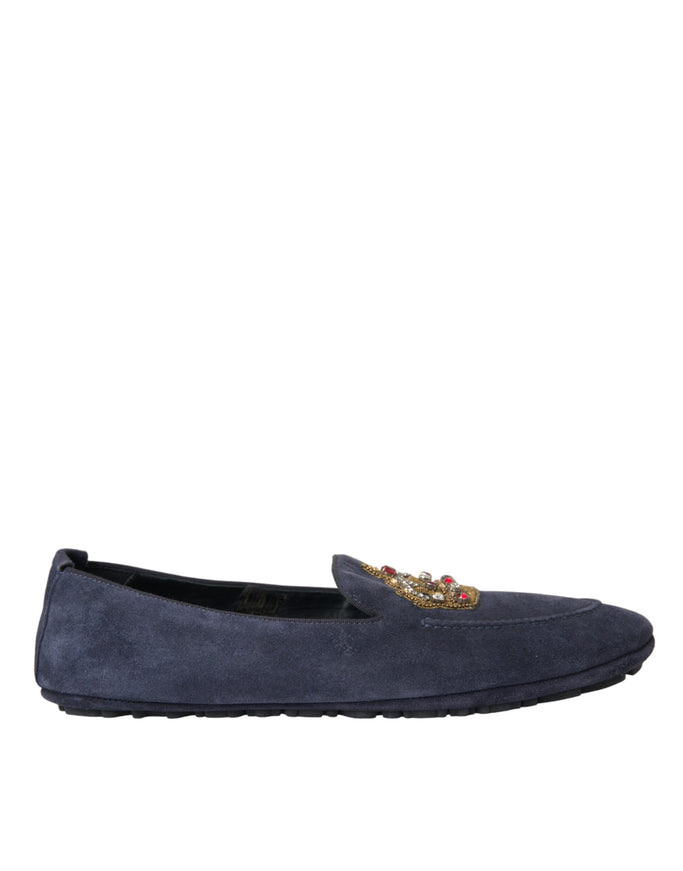 Dolce & Gabbana blue leather loafers side view