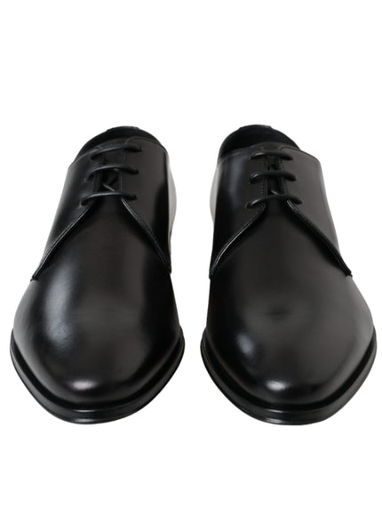 Front view of Dolce & Gabbana black leather Derby shoes