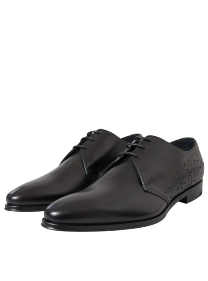 Angled view of Dolce & Gabbana black leather Derby shoes