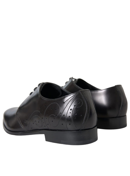 Back view of Dolce & Gabbana black leather Derby shoes