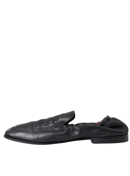 Side view of Dolce & Gabbana black leather loafer