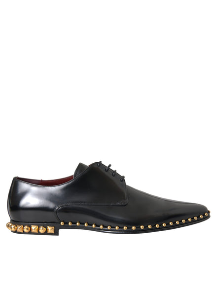 Dolce & Gabbana black leather shoes with gold studs, side view