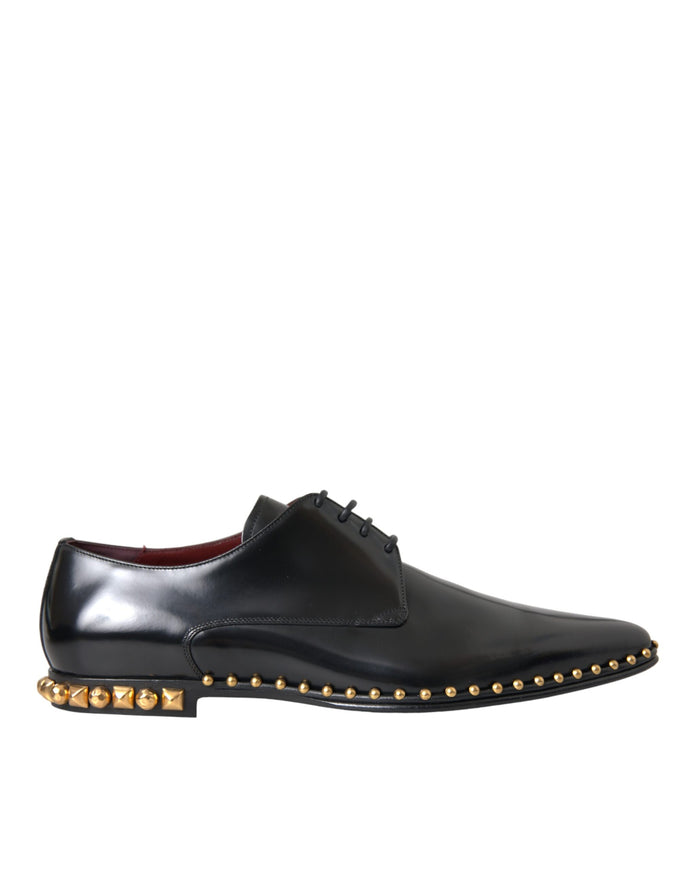 Dolce & Gabbana black leather shoes with gold studs, side view