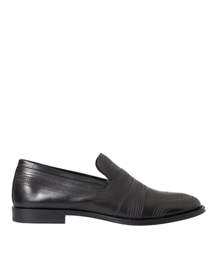 Dolce & Gabbana black leather loafer side view