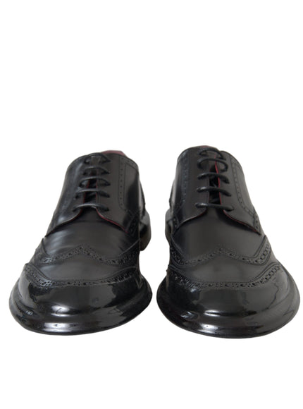 Front view of Dolce & Gabbana black Oxford wingtip shoes