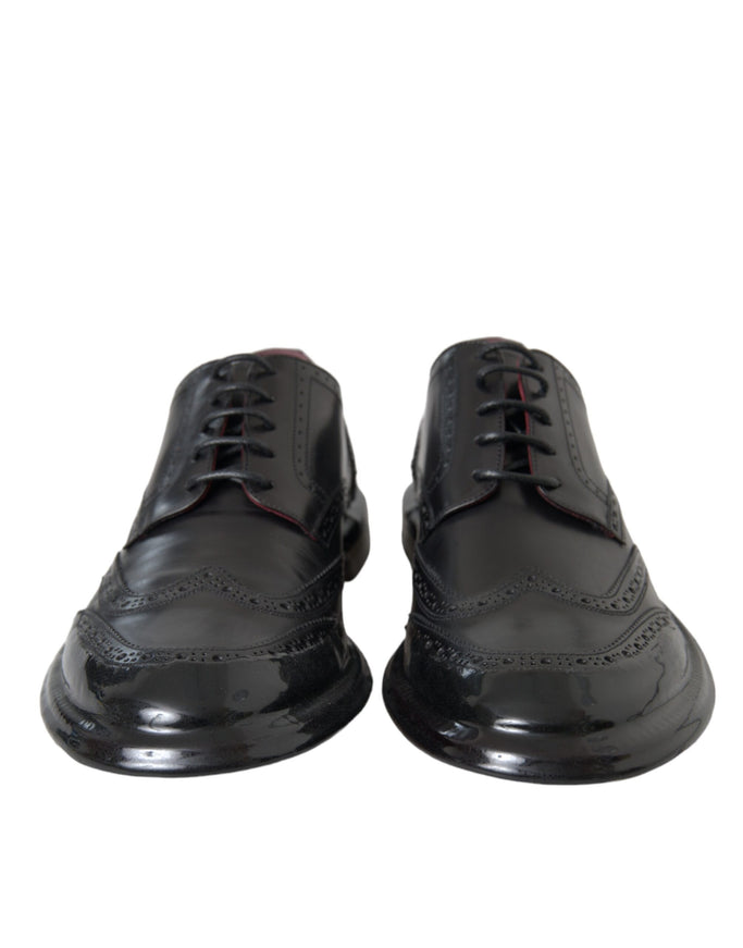 Front view of Dolce & Gabbana black Oxford wingtip shoes