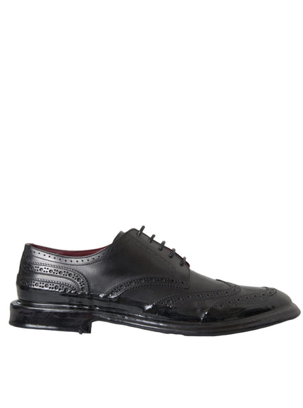 Dolce & Gabbana black leather Oxford wingtip shoes side view