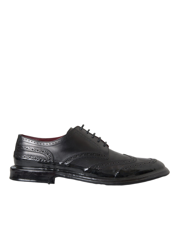 Dolce & Gabbana black leather Oxford wingtip shoes side view