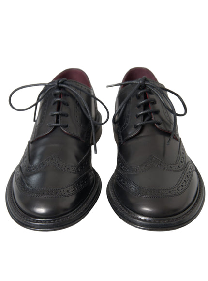 Front view of Dolce & Gabbana black leather oxford wingtips