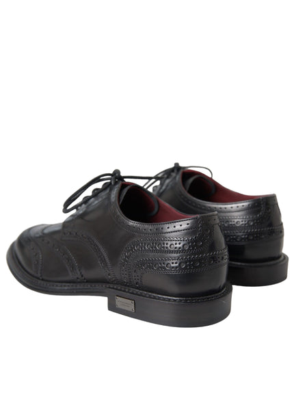 Back view of Dolce & Gabbana black leather oxford wingtips