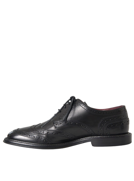 Opposite side view of Dolce & Gabbana black leather oxford wingtips