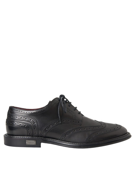 Dolce & Gabbana black leather oxford wingtip shoe side view