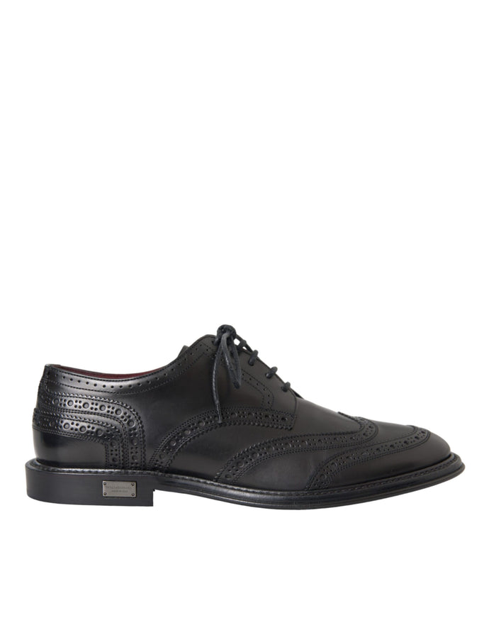 Dolce & Gabbana black leather oxford wingtip shoe side view