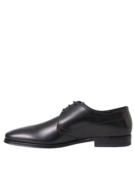 Opposite side view of Dolce & Gabbana black leather derby shoe