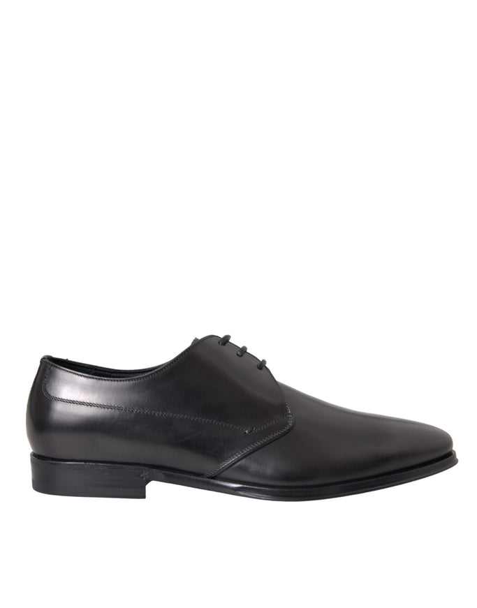 Dolce & Gabbana black leather derby shoe side view