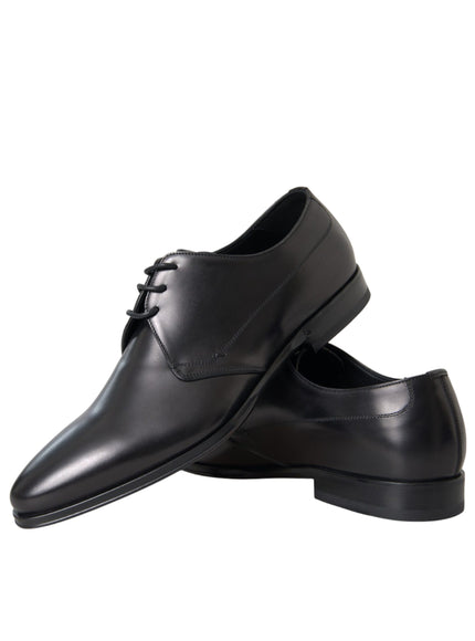 Stacked Dolce & Gabbana black leather derby shoes