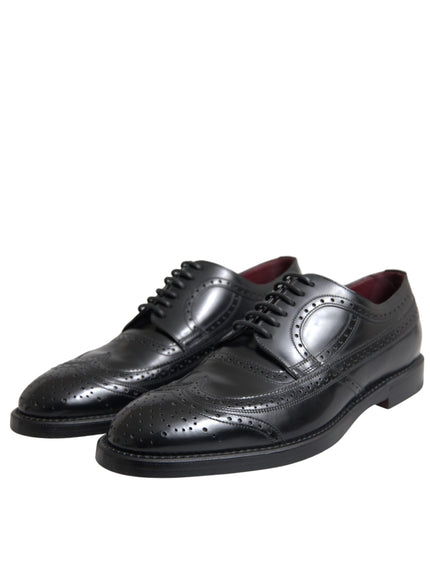 Angled view of Dolce & Gabbana black leather oxford shoes