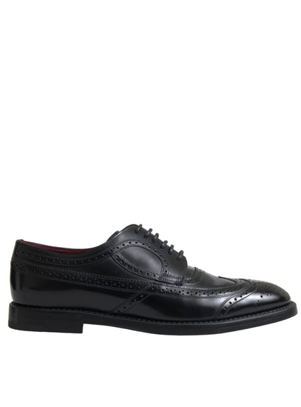 Dolce & Gabbana black leather oxford wingtip side view