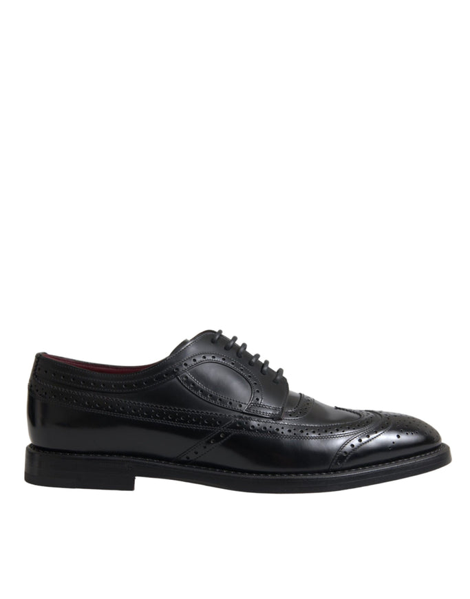 Dolce & Gabbana black leather oxford wingtip side view