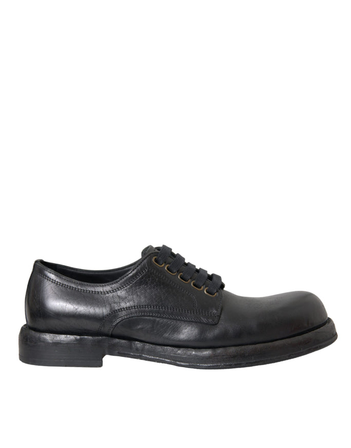 Dolce & Gabbana black leather derby shoe side view