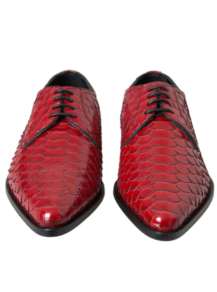 Front view of Dolce & Gabbana red textured derby shoes