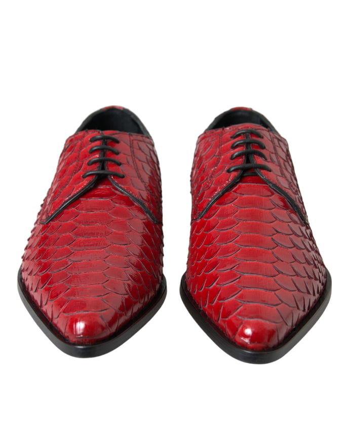 Front view of Dolce & Gabbana red textured derby shoes