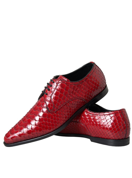 Pair of Dolce & Gabbana red textured derby shoes