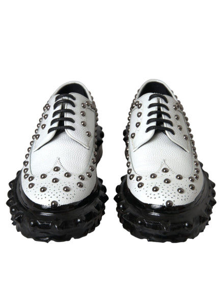 Front view of Dolce & Gabbana black white derby shoes