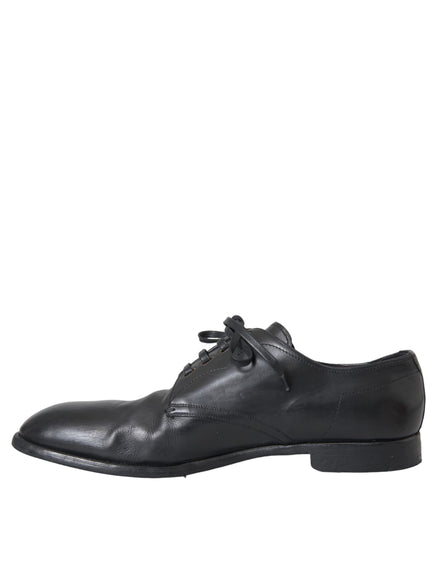 Opposite side view of Dolce & Gabbana black leather derby shoe