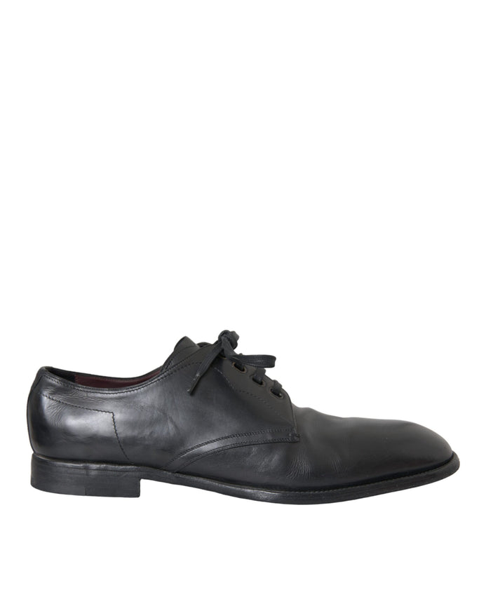 Dolce & Gabbana black leather derby shoe side view