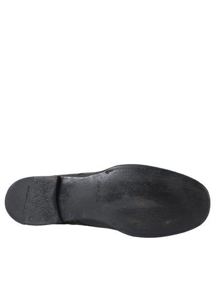 Sole view of Dolce & Gabbana black leather derby shoe